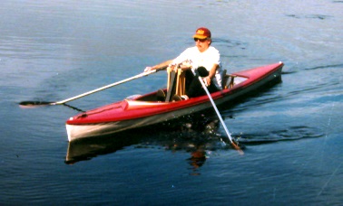 Picture of Ron rowing Alden Ocean Shell.